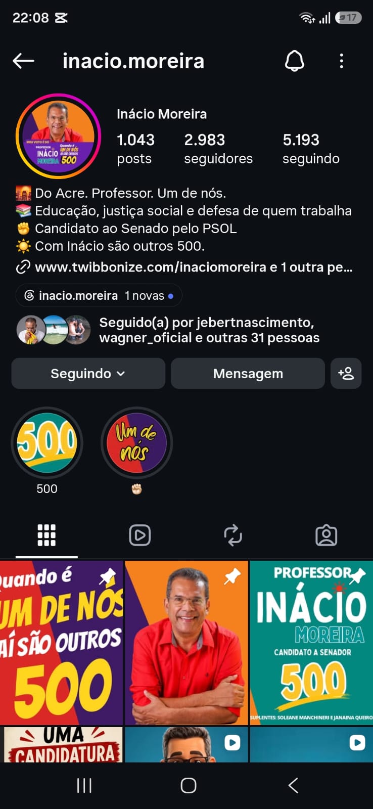 Arte da campanha de Inácio Moreira